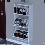 Modilayn West Asma Kapı Önü 52x116x26 Cm Lik 3 Düşer Kapak 6 Göz Bölmeli Ayakkabılık Beyaz