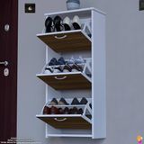 Modilayn West Asma Kapı Önü 52X116X26 Cm’lik 3 Düşer Kapak 6 Göz Bölmeli Ayakkabılık - Beyaz Meşe