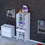 Modilayn Yeni Afra 55 X 173 X 32,5 Cm 1 Çekmece 4 Kapak 7 Raf 10 Bölme Çok Amaçlı Banyo & Mutfak Dolabı