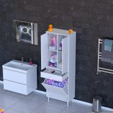 Modilayn Yeni Afra 55X173x32,5Cm 1 Çekmece, 1 Göz Sepet, 2 Kapak, 4 Raf Dar Alan Banyo Dolabı