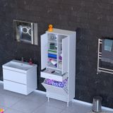 Modilayn Yeni Afra 55X173x32,5Cm 1 Çekmece, 1 Göz Sepet, 2 Kapak, 8 Raf Dar Alan Banyo Dolabı
