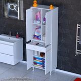Modilayn Yeni Afra 60X173x32,5 Cm 1 Çekmece 4 Kapak 3 Raf 6 Bölme Çok Amaçlı Banyo & Mutfak Dolabı