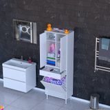 Modilayn Yeni Afra 60X173x32,5Cm 1 Çekmece, 1 Göz Sepet, 2 Kapak, 6 Raf Dar Alan Banyo Dolabı