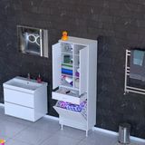 Modilayn Yeni Afra 65X173x32,5 Cm' Lik 1 Çekmece, 1 Göz Sepet, 2 Kapak, 8 Raf Dar Alan Banyo Dolabı