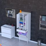 Modilayn Yeni Afra 65X173x32,5Cm 1 Çekmece, 1 Göz Sepet, 2 Kapak, 8 Raf Dar Alan Banyo Dolabı