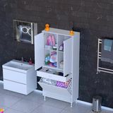 Modilayn Yeni Afra 70X173x32,5 Cm' Lik 1 Çekmece, 2 Göz Sepet, 2 Kapak, 4 Raf Dar Alan Banyo Dolabı