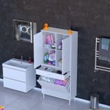 Modilayn Yeni Afra 85X173x32,5 Cm' Lik 1 Çekmece, 2 Göz Sepet, 2 Kapak, 4 Raf Dar Alan Banyo Dolabı