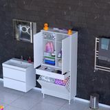 Modilayn Yeni Afra 85X173x32,5 Cm' Lik 1 Çekmece, 2 Göz Sepet, 2 Kapak, 6 Raf Dar Alan Banyo Dolabı