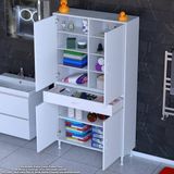 modilayn Yeni Afra 90 x 173 x 32,5 cm 1 Çekmece 4 Kapak 7 Raf 10 Bölme Çok Amaçlı Banyo & Mutfak Dolabı - Beyaz