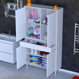 Modilayn Yeni Afra 90X173x32,5 Cm 1 Çekmece 4 Kapak 3 Raf 6 Bölme Çok Amaçlı Banyo & Mutfak Dolabı