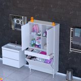 Modilayn Yeni Afra 90X173x32,5 Cm' Lik 1 Çekmece, 3 Göz Sepet, 2 Kapak, 4 Raf Dar Alan Banyo Dolabı