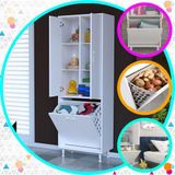 Modilayn Yeni Inci 57X165 Cm Uc Kapakli Cok Amacli Kirli Camasir Sepetli Banyo Dolabi