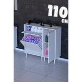 modilayn Yenice 3 Raflı 1 Sepetli Çok Amaçlı Banyo & Çamaşır Dolabı 4 Farklı Genişlik - Beyaz - 110CM