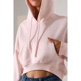 MODiSCHO KADIN 3 İPLİK KOMPAKT PENYE ŞARDONLU SALAŞ ÖN ETEĞİ OVAL KAPŞONLU KANGURU CEPLİ SWEATSHIRT