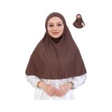Modish Group Hazır Başörtüsü Pratik İslami Giyim Penye Peçeli Türban Namaz İçin Yumuşak Eşarp Kahverengi