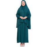 Modish Group Iki Parça Namaz Elbisesi – Uzun Pamuklu Tesettür Giyim Abaya & Başörtüsü Set - Zümrüt