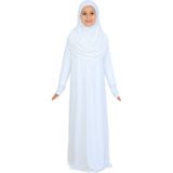 Modish Group Kız Çocuk Namaz Elbisesi – Yumuşak Viskon Giyim Abaya & Hijab + Çanta Seti - 8 - 12 Yaş - Beyaz