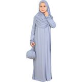 Modish Group Kız Çocuk Namaz Elbisesi – Yumuşak Viskon Giyim Abaya & Hijab + Çanta Seti - 8 - 12 Yaş - Gri