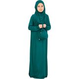 Modish Group Kız Çocuk Namaz Elbisesi – Yumuşak Viskon Giyim Abaya & Hijab + Çanta Seti - 8 - 12 Yaş - Zümrüt Yeşili