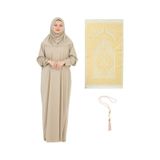 Modish Group Namaz Elbisesi Eşarp Seccade Tesbih Set, İslami Giyim Takım Ferace Turban Şal Taba
