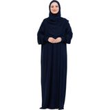 Modish Group Tek Parça Namaz Elbisesi Seti, Viskon Yumuşak Tesettür Abaya, Rahat Hazır Şal Başörtüsü Takım - Lacivert