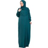 Modish Group Tek Parça Namaz Elbisesi Seti, Viskon Yumuşak Tesettür Abaya, Rahat Hazır Şal Başörtüsü Takım - Zümrüt