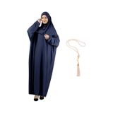 Modish Group Zarif Namaz Elbisesi Ve Türban Tesbih Set Tesettür Şal Müslüman Kıyafetleri Abaya - Siyah Lacivert