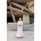 Modiva Mix New Season!!! Şifon Organze Simli Kumaş Tesettür Abiye Elbise - 40 - Pembe