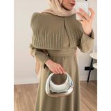 Modiva Mix New Season!! Taş Işlemeli Pelerin Detaylı Tesettür Abiye Elbise - 36 - Yeşil