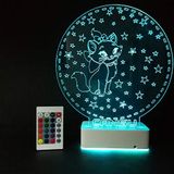 Modiwa Çocuklara Özel 3D Kedi ve Yıldızlar Dekoratif Led Lamba