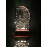 Modiwa Çocuklara Özel Hediye 3D Led Ay Ve Ayıcık Gece Lambası