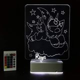 Modiwa Çocuklara Özel Hediye 3D Unicorn ve Bulutlar Dekoratif Led Gece Lambası
