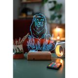Modiwa Design 3d Aslan Hediye 16 Renk Dekoratif Led Lamba