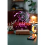 Modiwa Design Çocuklar Için Hediye Kişiye Özel 3D Tavşan Ve Kalp Masaüstü Dekoratif Led Lamba
