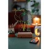 Modiwa Design Doğum Günü Hediyesi Sevgiliye Hediye Kalpli 3D Led Dekoratif Gece Lambası