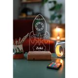 Modiwa Design Kişiye Özel 3D Roket Dekoratif Çocuklara Hediye Led Gece Lambası