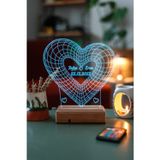 Modiwa Design Sevgililer Günü Kişiye Özel 3D Kalp Ve Aşk Sevgiliye Hediye Led Lamba