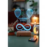 Modiwa Design Sevgiliye Hediye 3D Sonsuzluk 2 Kalp 16 Renk Dekoratif LED Gece Lambası
