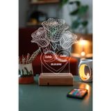 Modiwa Design Sevgiliye Hediye Kişiye Özel 3D 3 Gül Ve Sonsuzluk 16 Renk Dekoratif Led Lamba