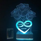 Modiwa Kişiye Özel 3D 3 Gül ve Sonsuzluk 16 Renk Dekoratif Led Lamba