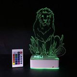 Modiwa Kişiye Özel 3D Aslan 16 Renk Dekoratif Led Lamba