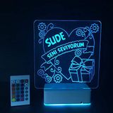 Modiwa Kişiye Özel 3D Kalp&Hediye Seni Seviyorum Dekoratif Led Lamba