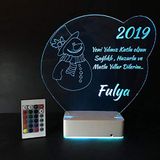 Modiwa Kişiye Özel 3D Kardan Adam Kalp 16 Renk Dekoratif Led Lamba
