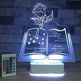Modiwa Kişiye Özel 3D Öğretmenler Günü Gül ve Kitap 16 Renk Dekoratif Led Lamba
