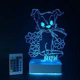Modiwa Kişiye Özel 3D Tatlı Köpek ve Çiçekler 16 Renk Dekoratif Led Lamba