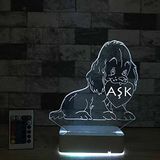 Modiwa Kişiye Özel Kalp ve Köpek 3D 16 Renk Dekoratif Led Lamba