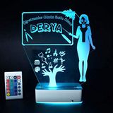 Modiwa Kişiye Özel Öğretmen ve Sınıf 3D 16 Renk Dekoratif Led Lamba