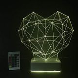 Modiwa Özel Tasarım 3D Geometrik Kalp 16 Renk Dekoratif Led Lamba