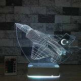 Modiwa Özel Tasarım F16 Savaş Uçağı TÜRK Bayraklı 3D 16 Renk Dekoratif Led Lamba