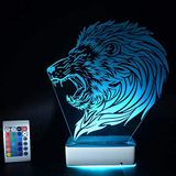 Modiwa Özel Tasarım Fantastik Kızgın Aslan 3D 16 Renk Dekoratif Led Lamba